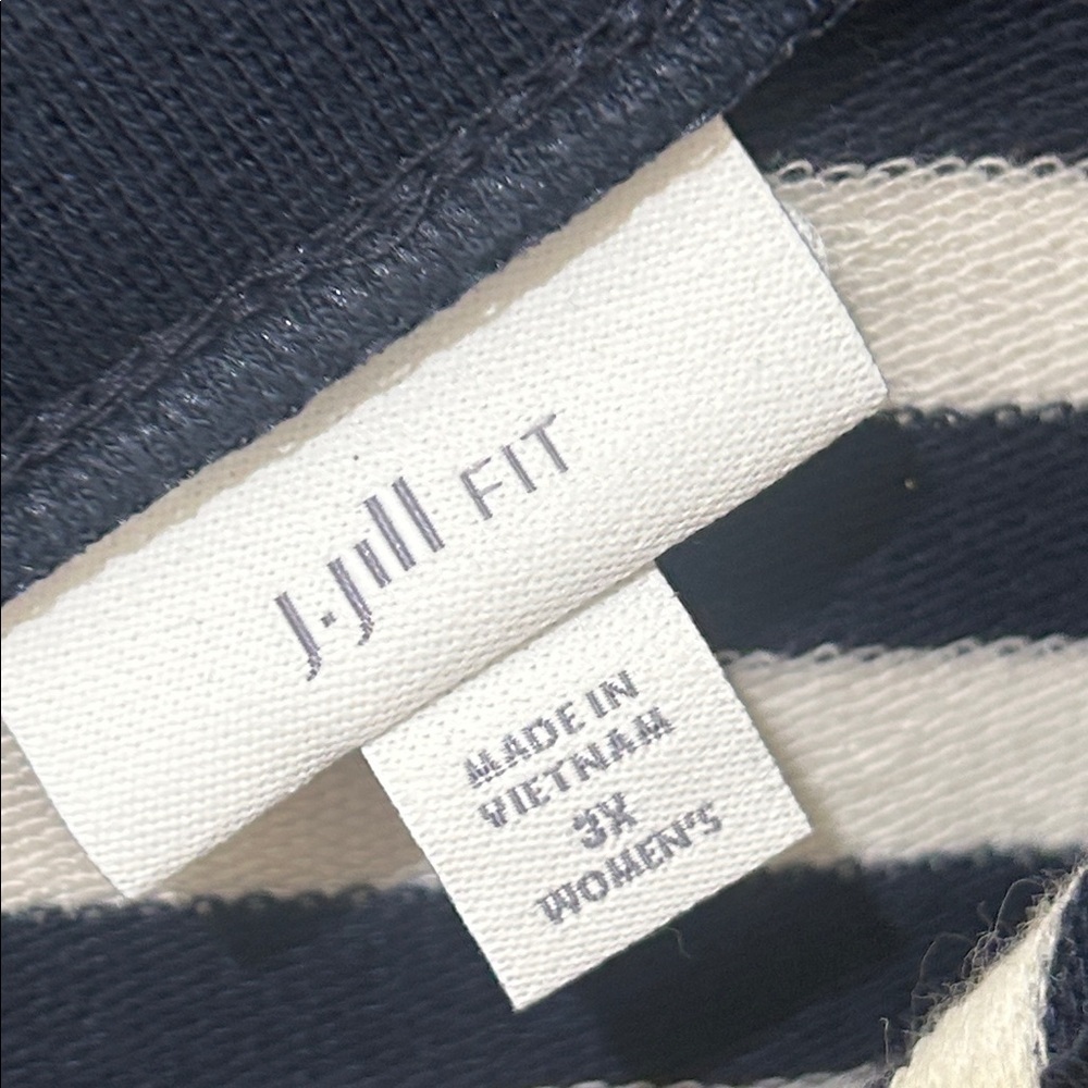 J. JILL FIT Navy White Striped French Terry V-Neck Sweatshirt Size 3X - Picture 3 of 9